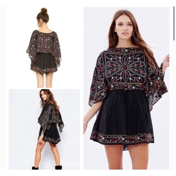 Free People Dresses & Skirts - Free people frida black embroidered float dress fully lined mini size xs